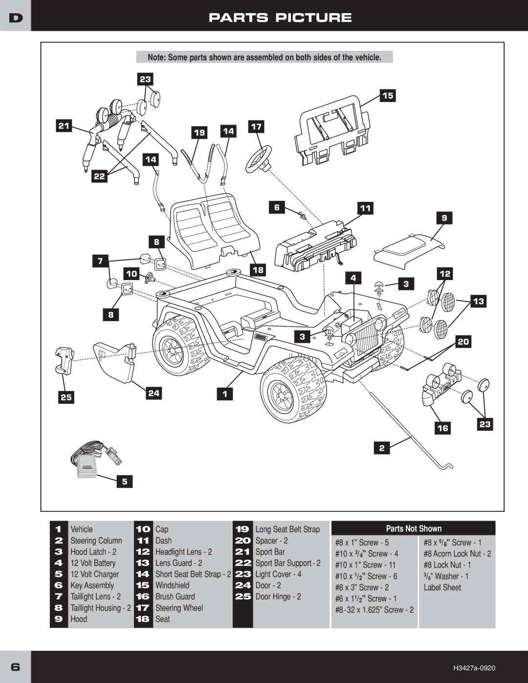 Fisher-Price H3427 owner manual Parts Picture 