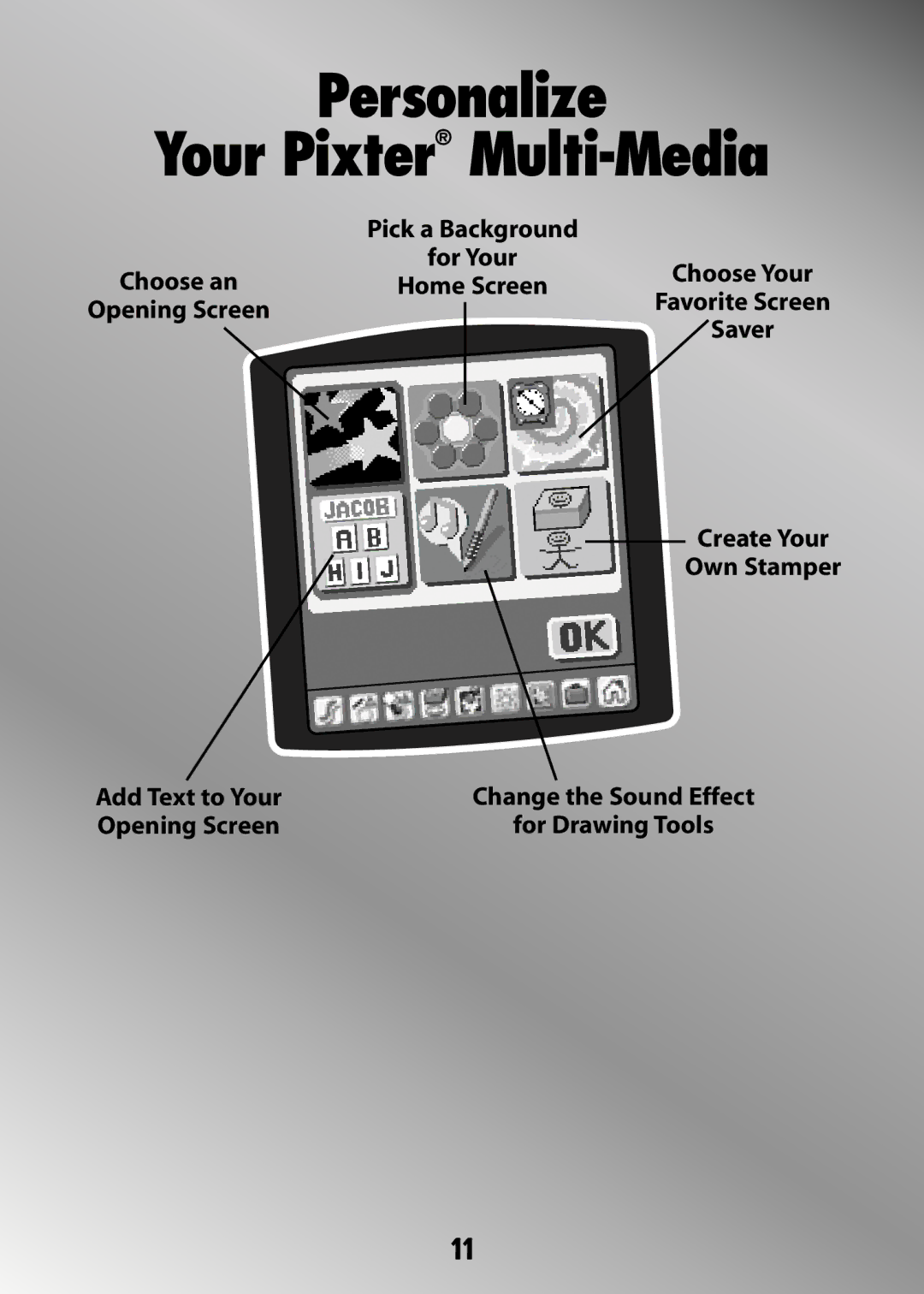 Fisher-Price H4651 Personalize Your Pixter Multi-Media, Create Your Own Stamper Add Text to Your, Opening Screen 