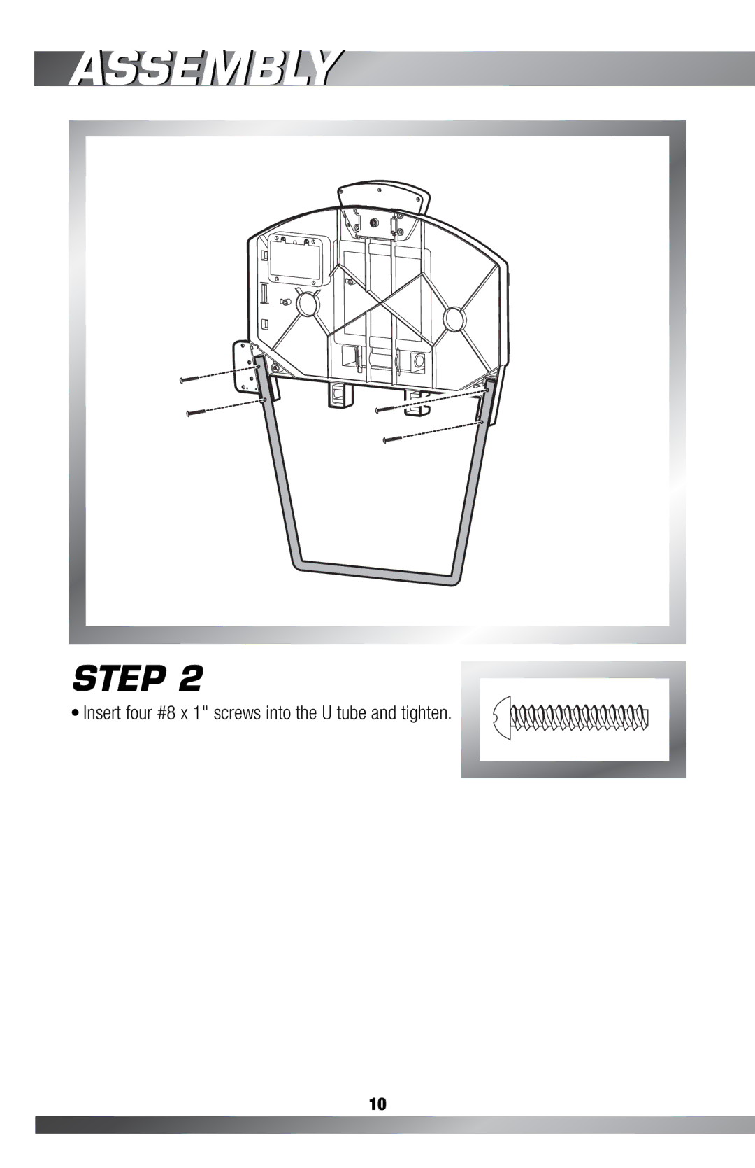 Fisher-Price H4685 owner manual Insert four #8 x 1 screws into the U tube and tighten 