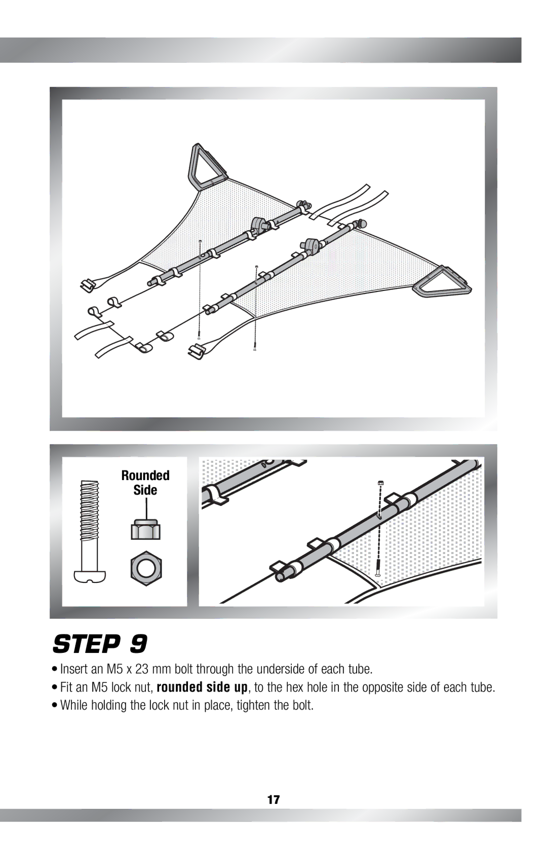 Fisher-Price H4685 owner manual Insert an M5 x 23 mm bolt through the underside of each tube 