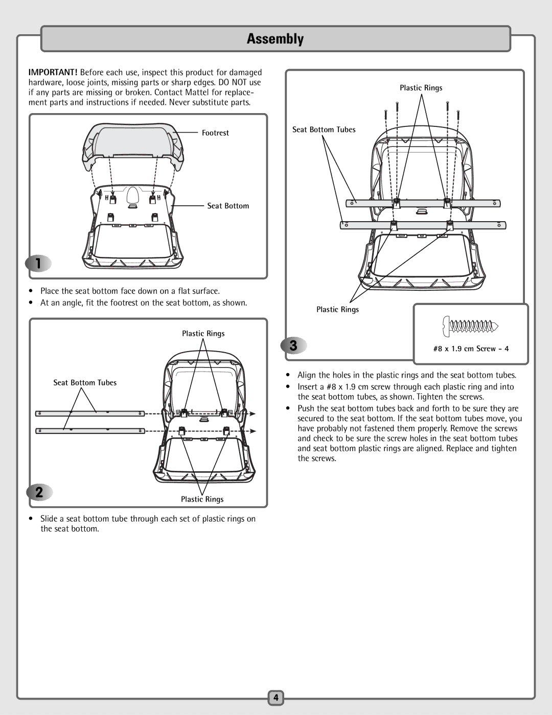 Fisher-Price H4790 manual Assembly 