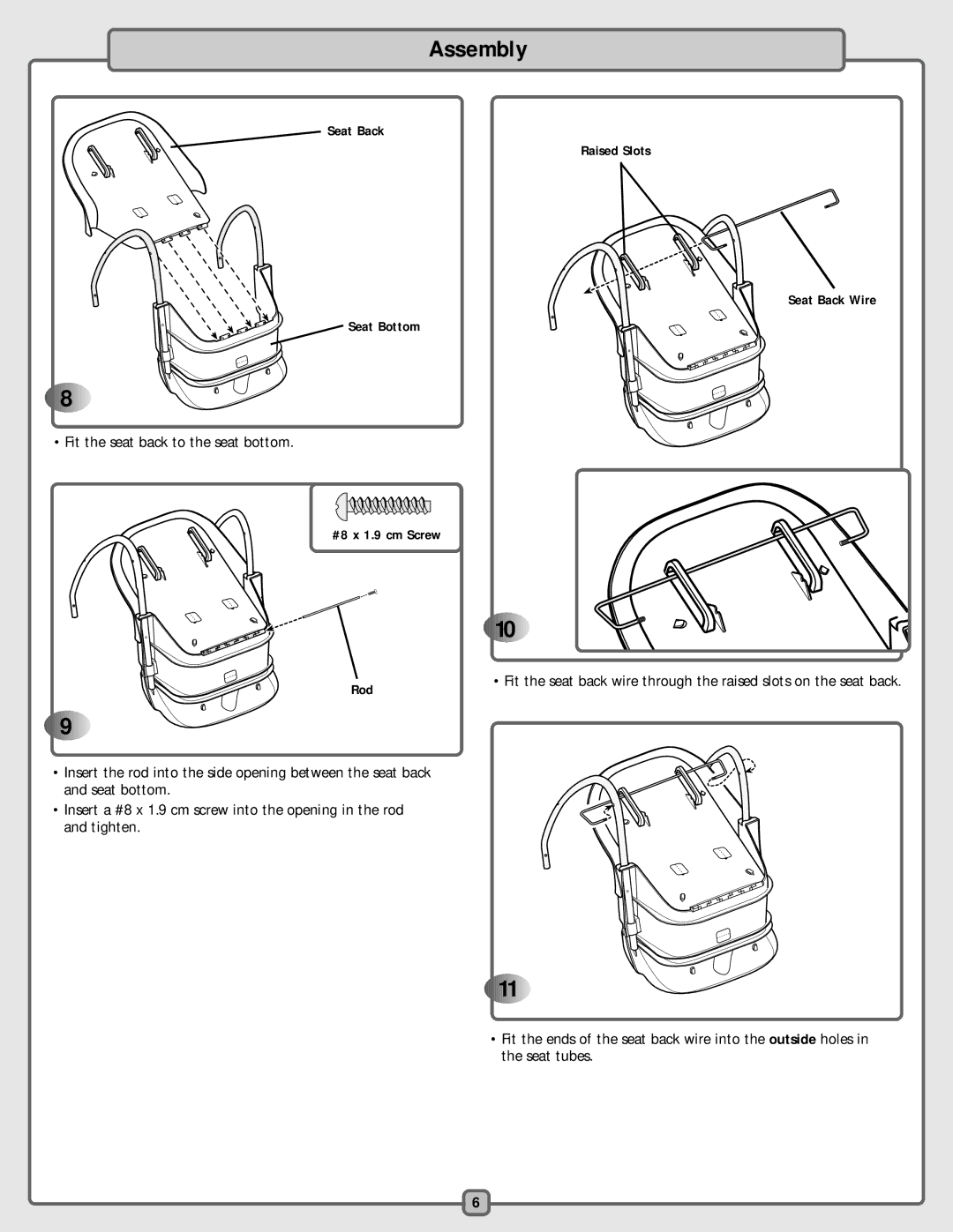 Fisher-Price H4792 manual Fit the seat back to the seat bottom 