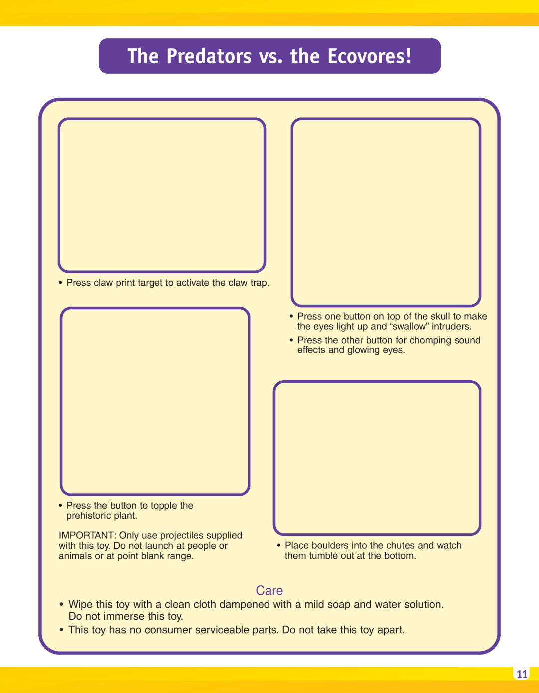 Fisher-Price H5341 manual Predators vs. the Ecovores, Care 