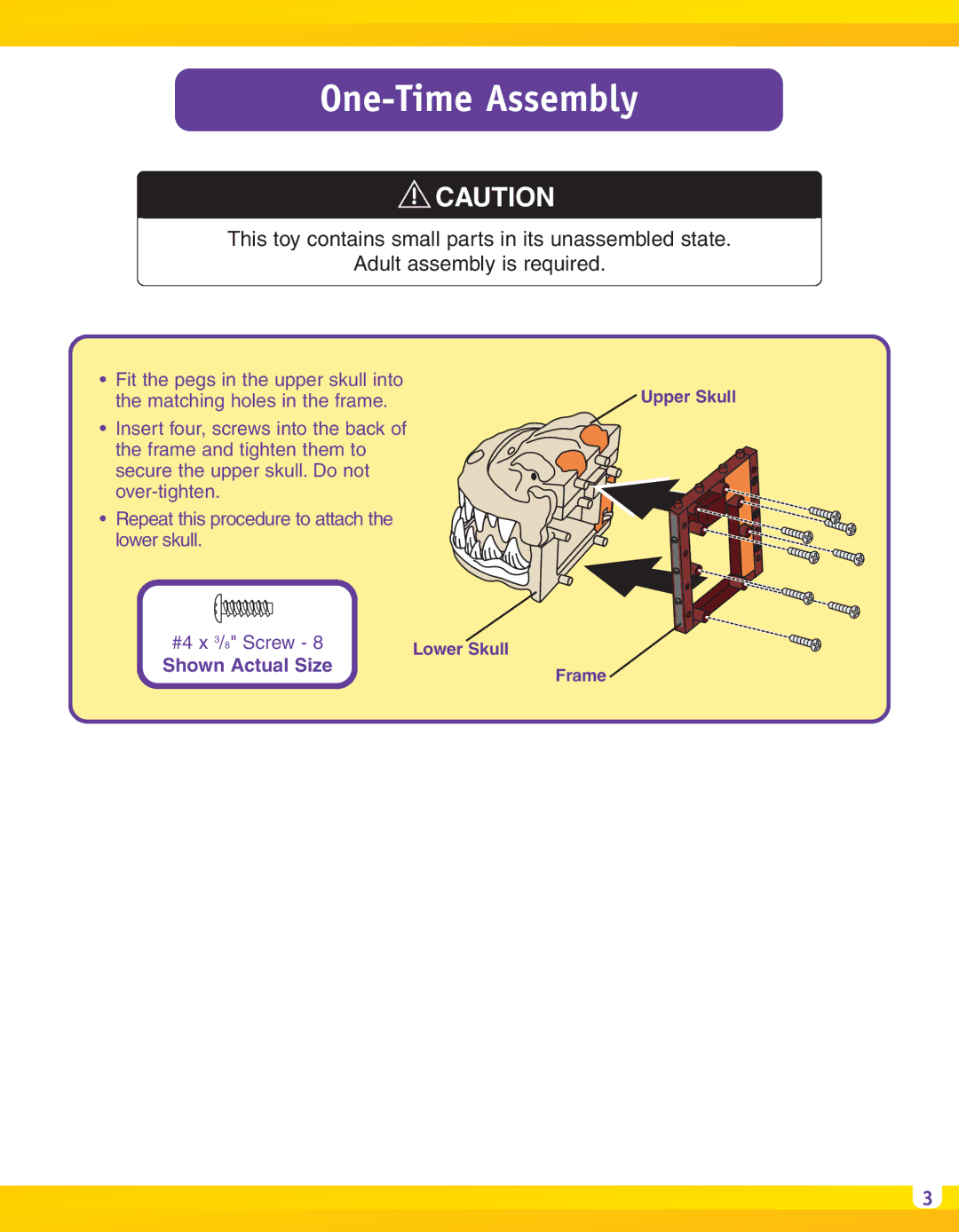 Fisher-Price H5341 manual One-Time Assembly 