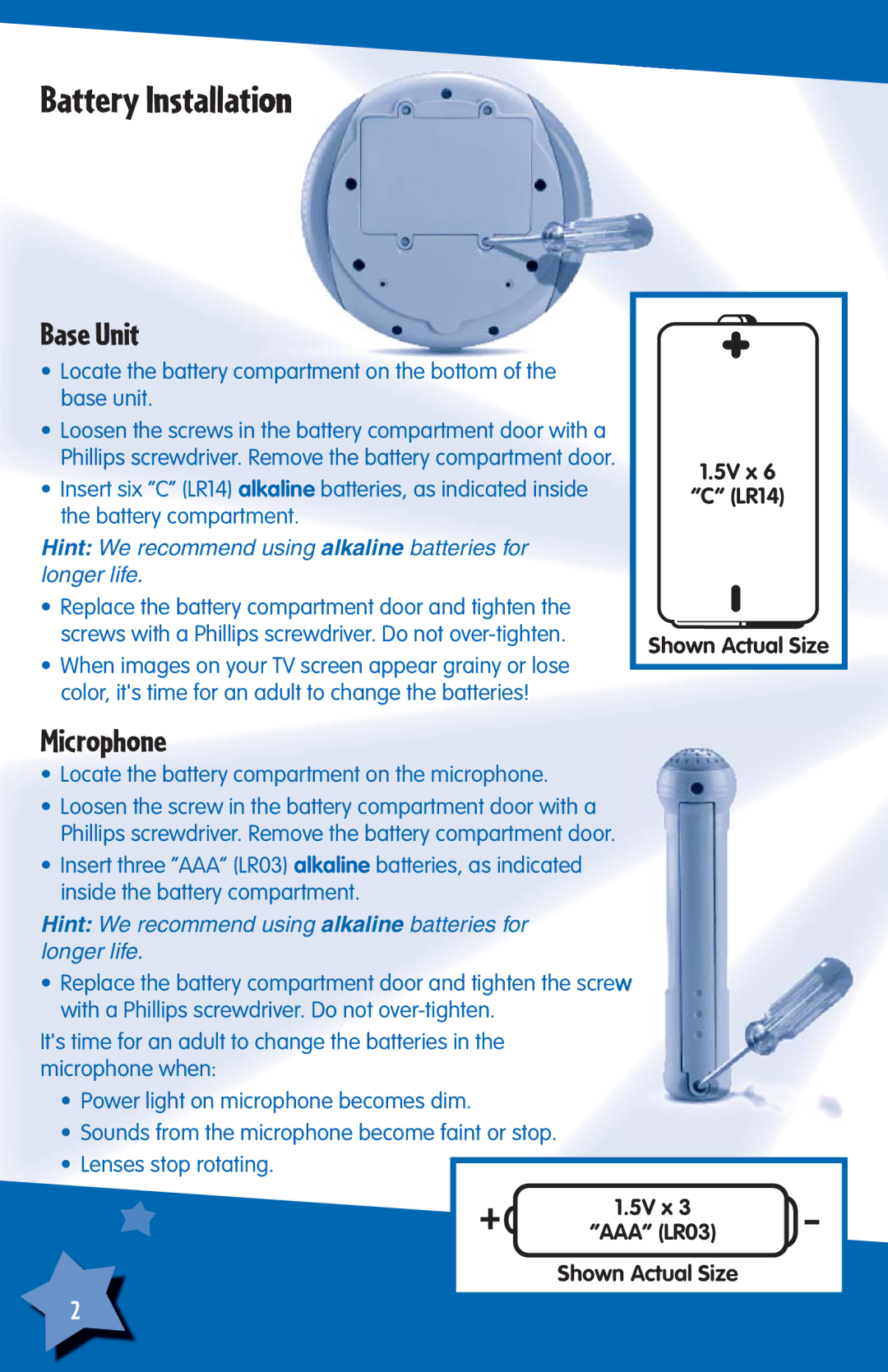 Fisher-Price H6723, J5971 instruction sheet Battery Installation, Base Unit 