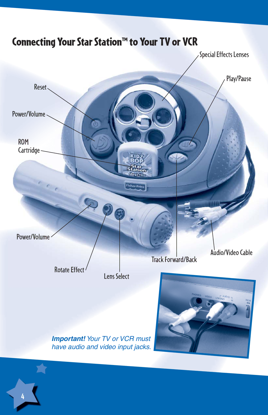 Fisher-Price H6723, J5971 instruction sheet Connecting Your Star Station to Your TV or VCR 