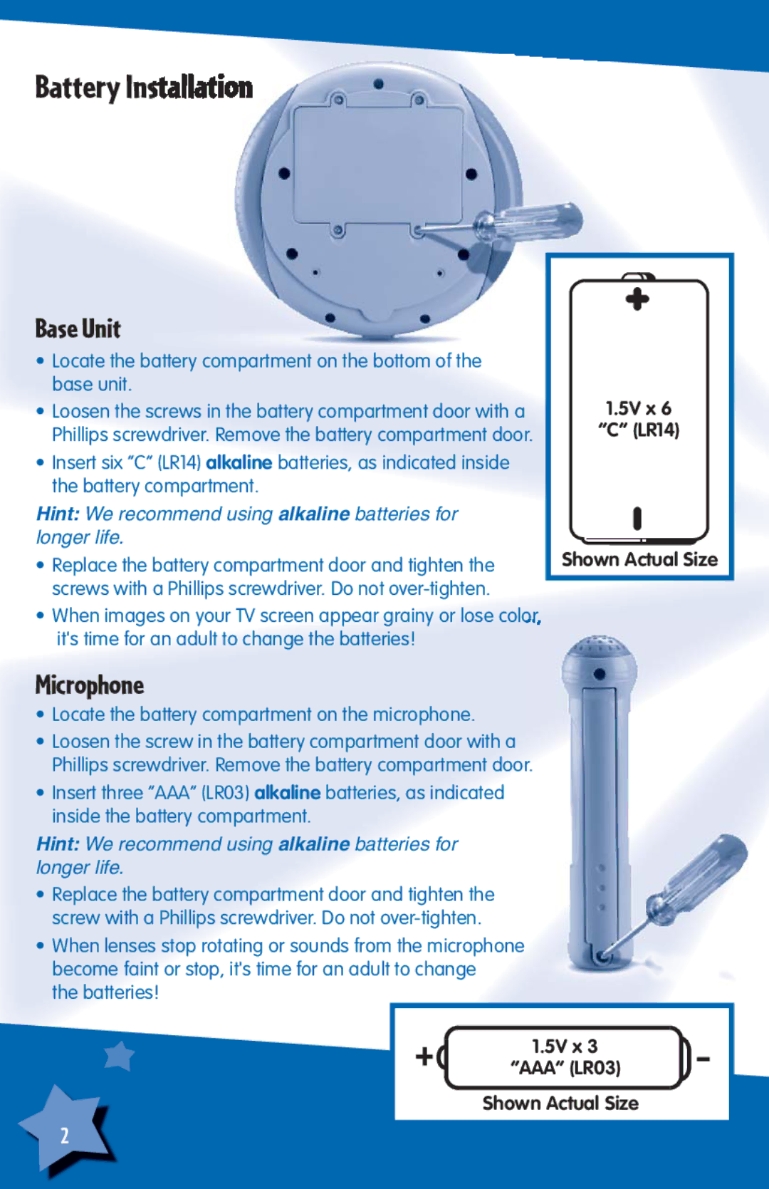 Fisher-Price H6723 instruction sheet Battery Installation, Base Unit 