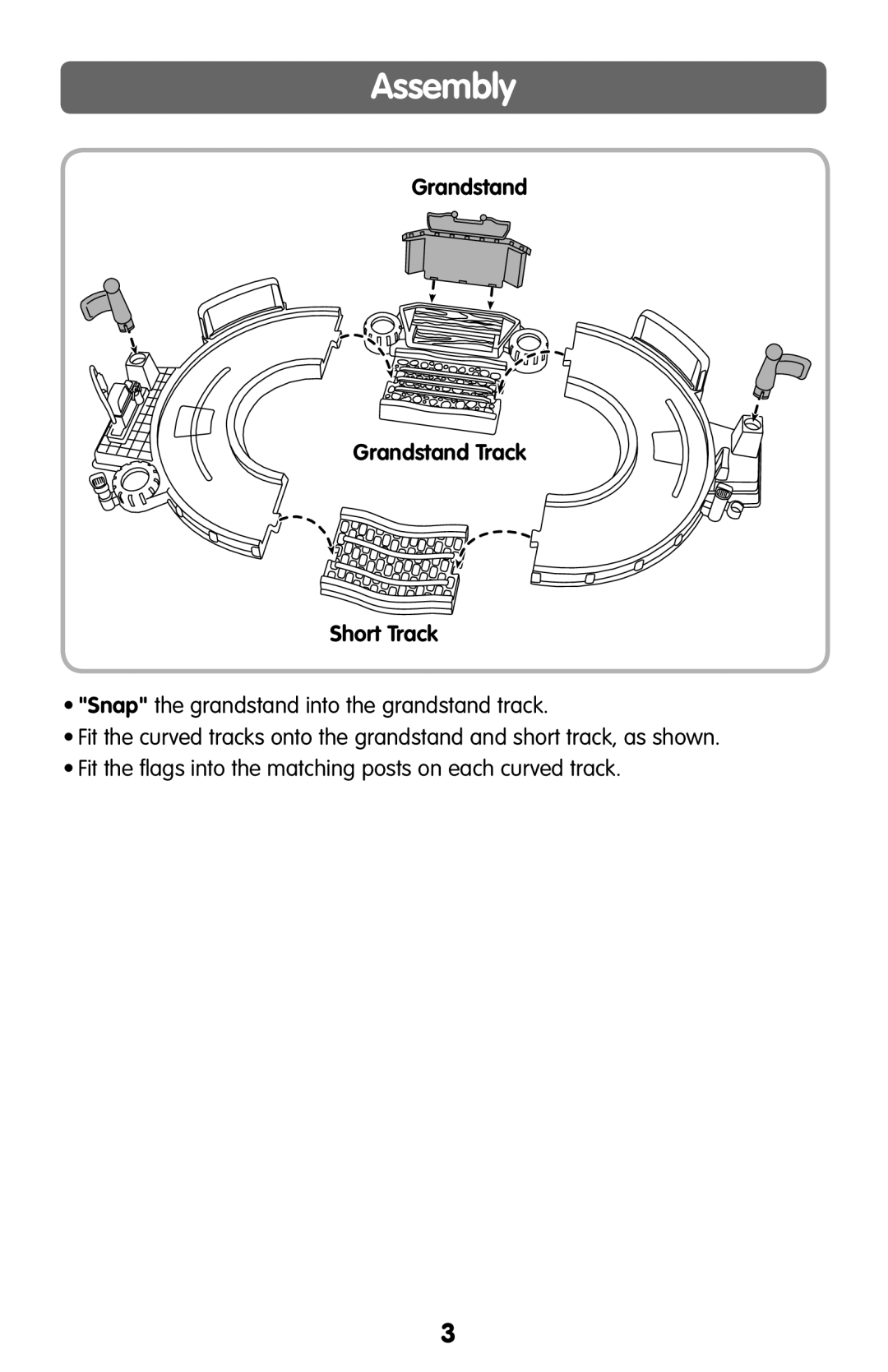 Fisher-Price H6993 instruction sheet Assembly, Grandstand Grandstand Track Short Track 