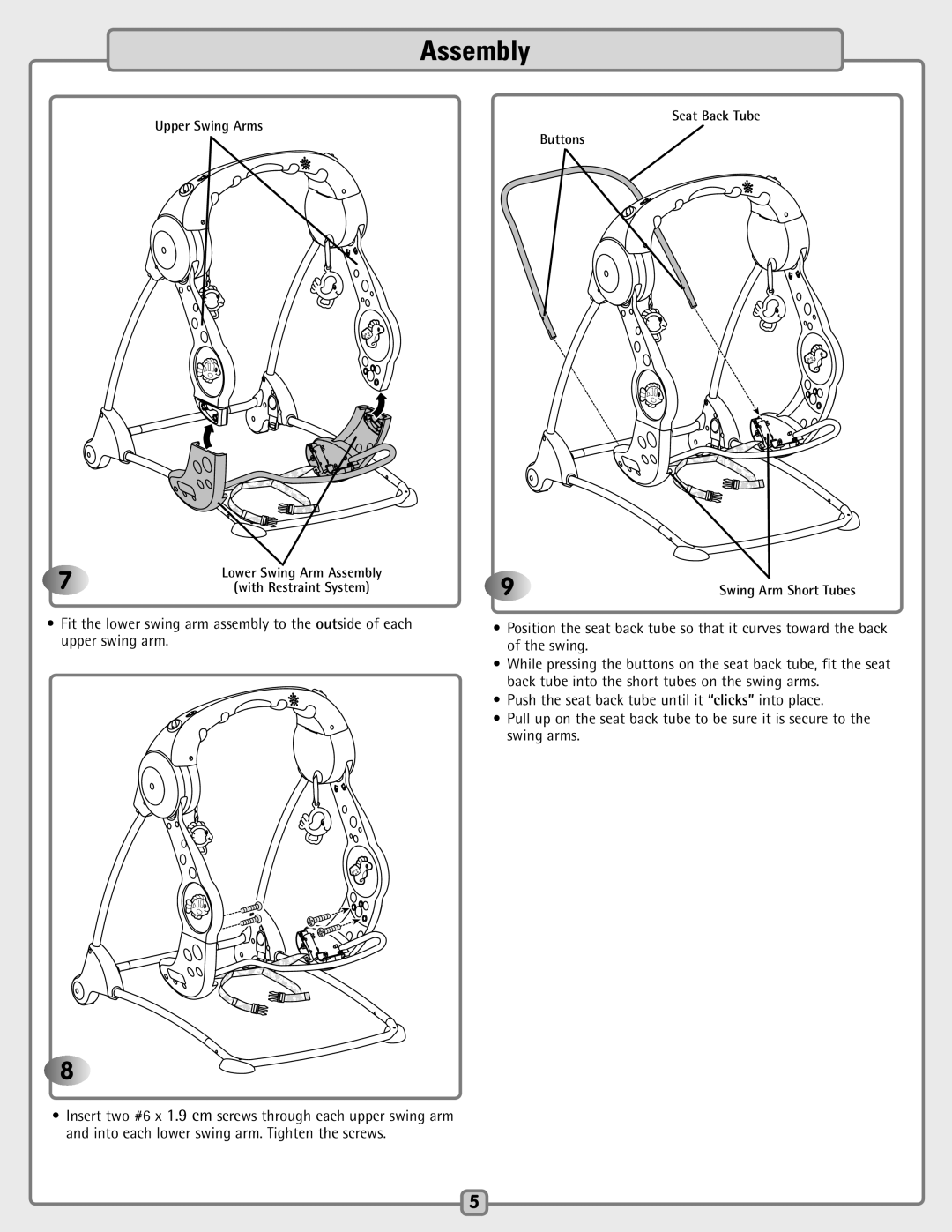 Fisher-Price H7181 manual Upper Swing Arms 