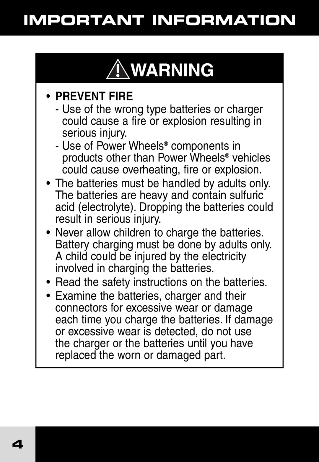 Fisher-Price H7455 manual Prevent Fire 