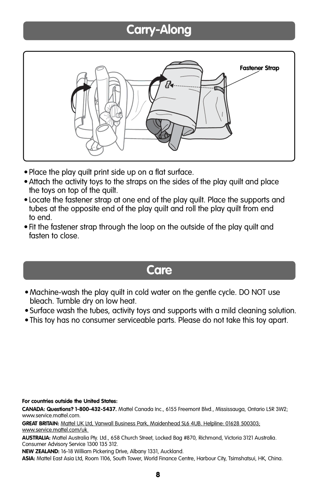 Fisher-Price H8094 instruction sheet Carry-Along, Care 