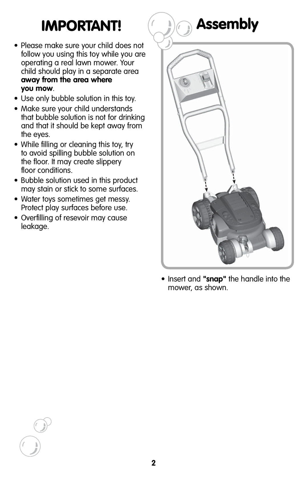 Fisher-Price H8910 instruction sheet Assembly, You mow 