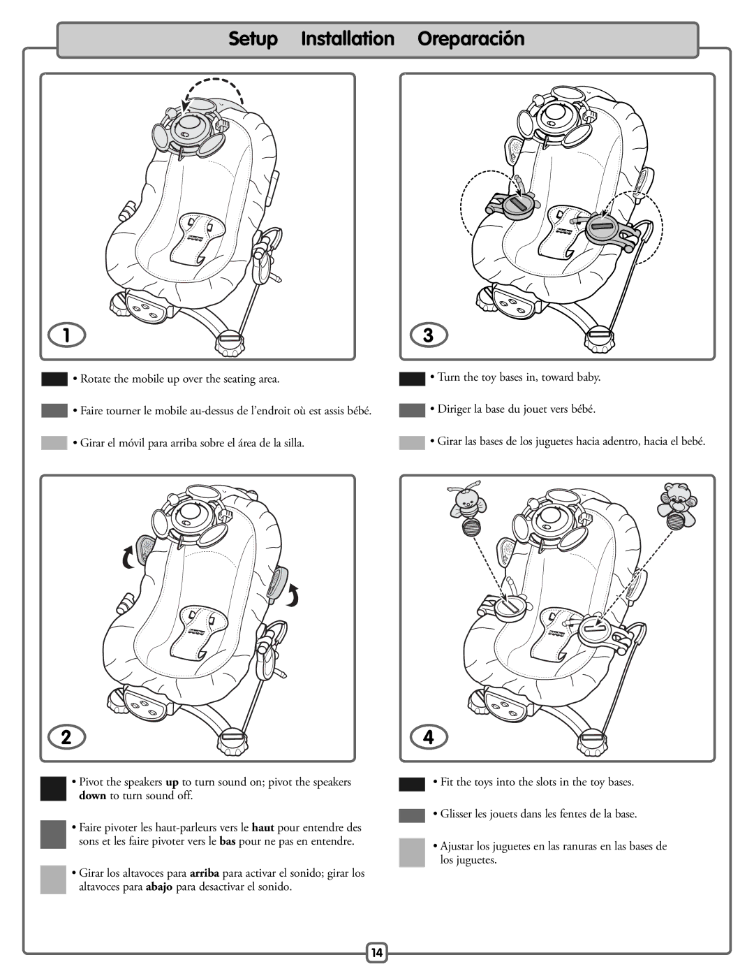 Fisher-Price H9479 manual Setup Installation Oreparación 