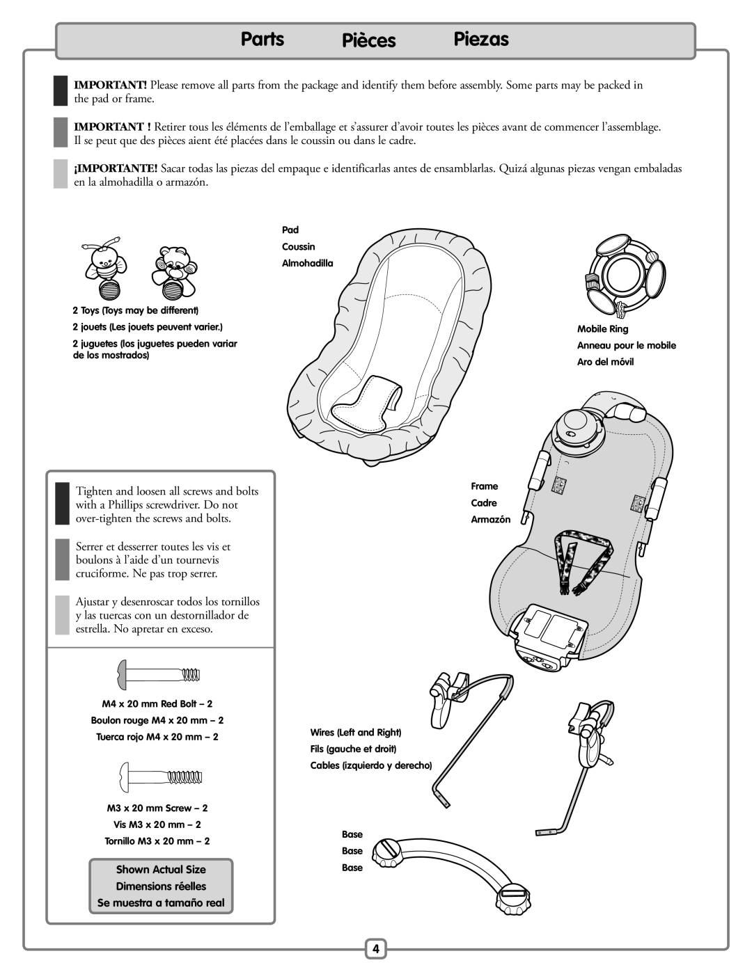 Fisher-Price H9479 manual Parts Pièces Piezas 