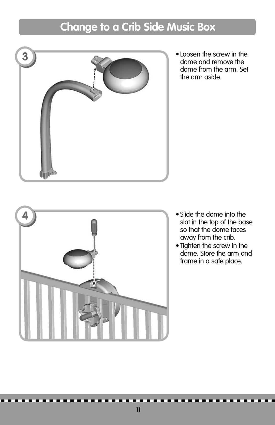 Fisher-Price H9998 instruction sheet Change to a Crib Side Music Box 