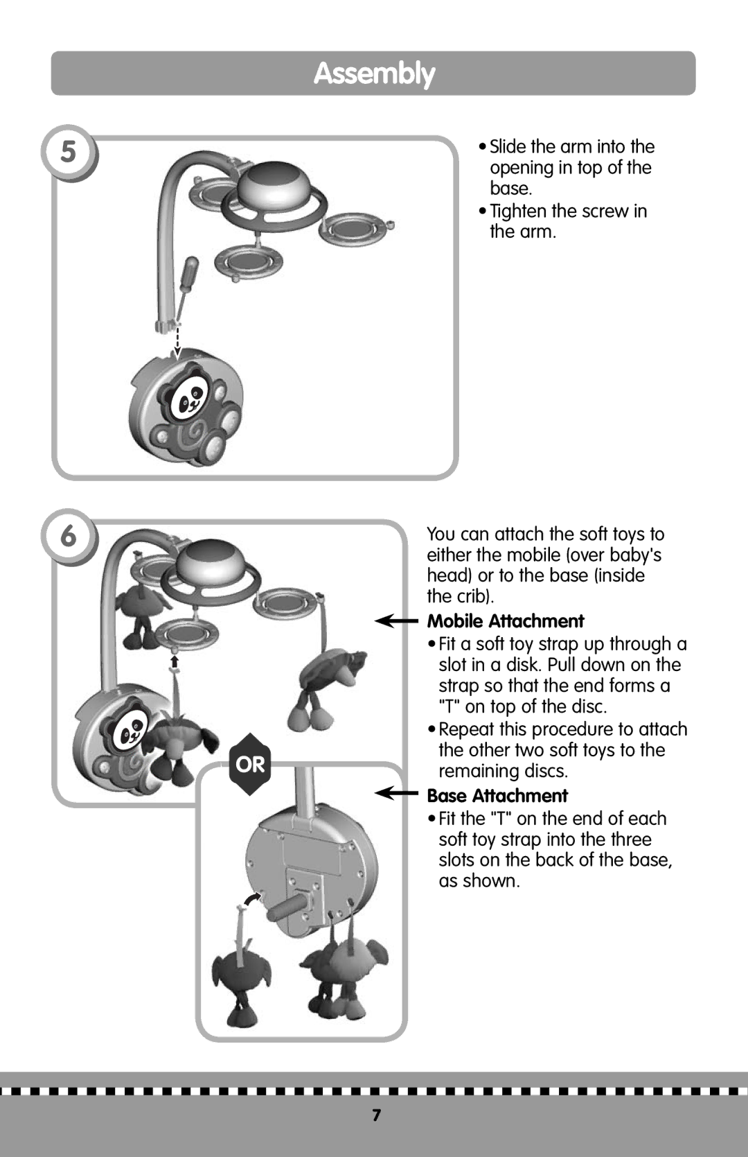 Fisher-Price H9998 instruction sheet Mobile Attachment, Base Attachment 