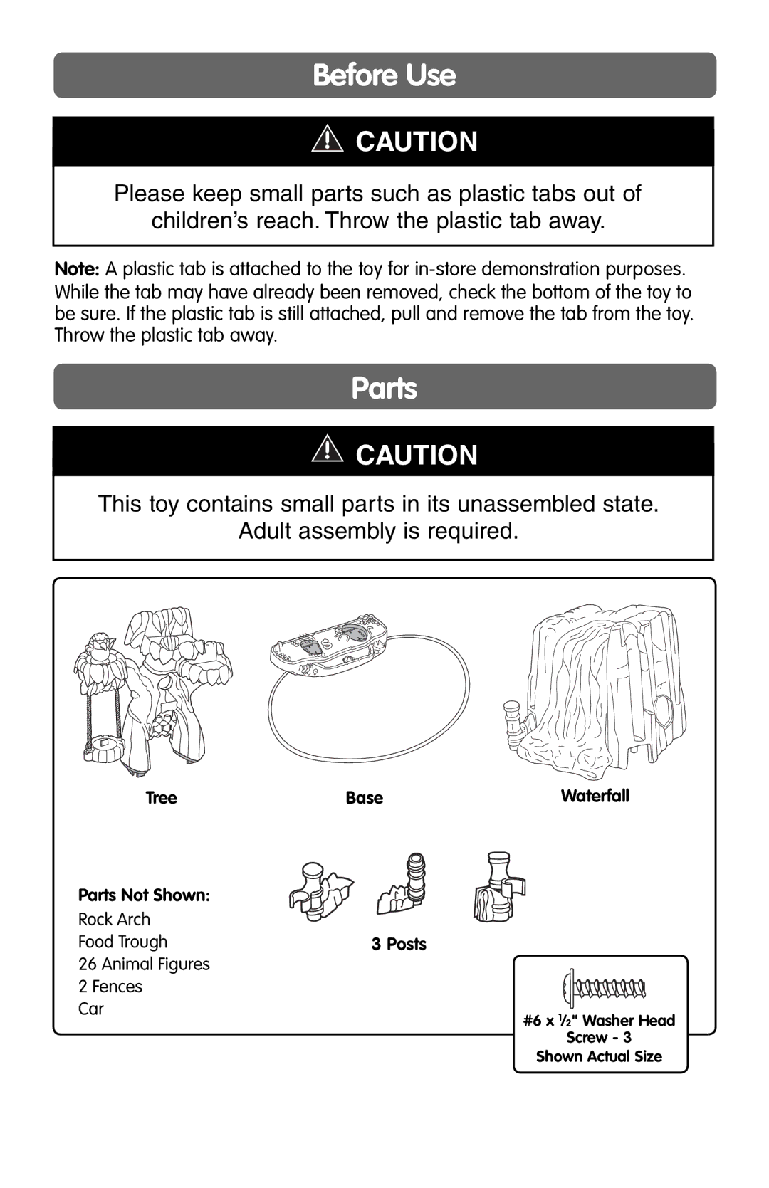 Fisher-Price J0134 instruction sheet Before Use, Parts 