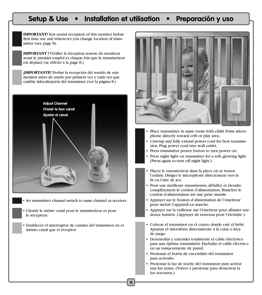 Fisher-Price J1315 manual Setup & Use Installation et utilisation Preparación y uso 