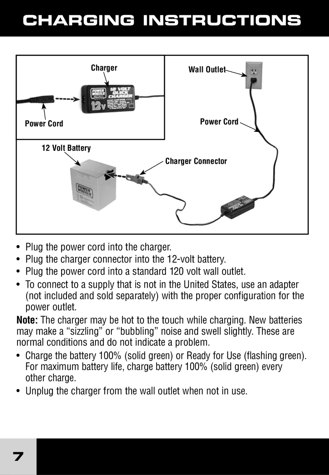 Fisher-Price H7461, J1718 important safety instructions Charging Instructions 