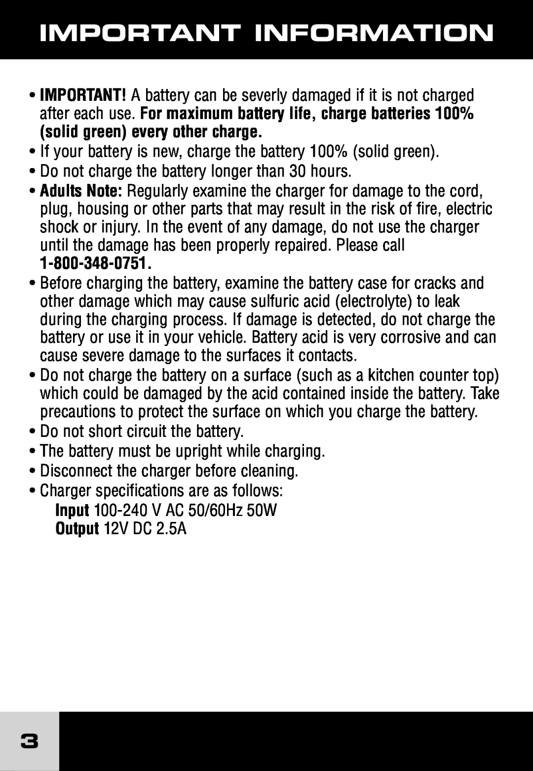 Fisher-Price H7461, J1718 Important Information, If your battery is new, charge the battery 100% solid green 