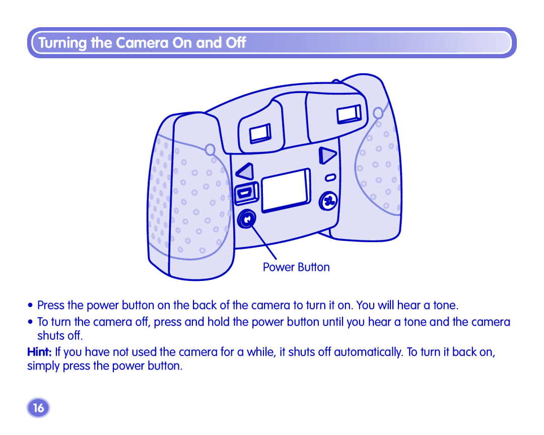 Fisher-Price J8210, J8209, J8211 manual Turning the Camera On and Off 