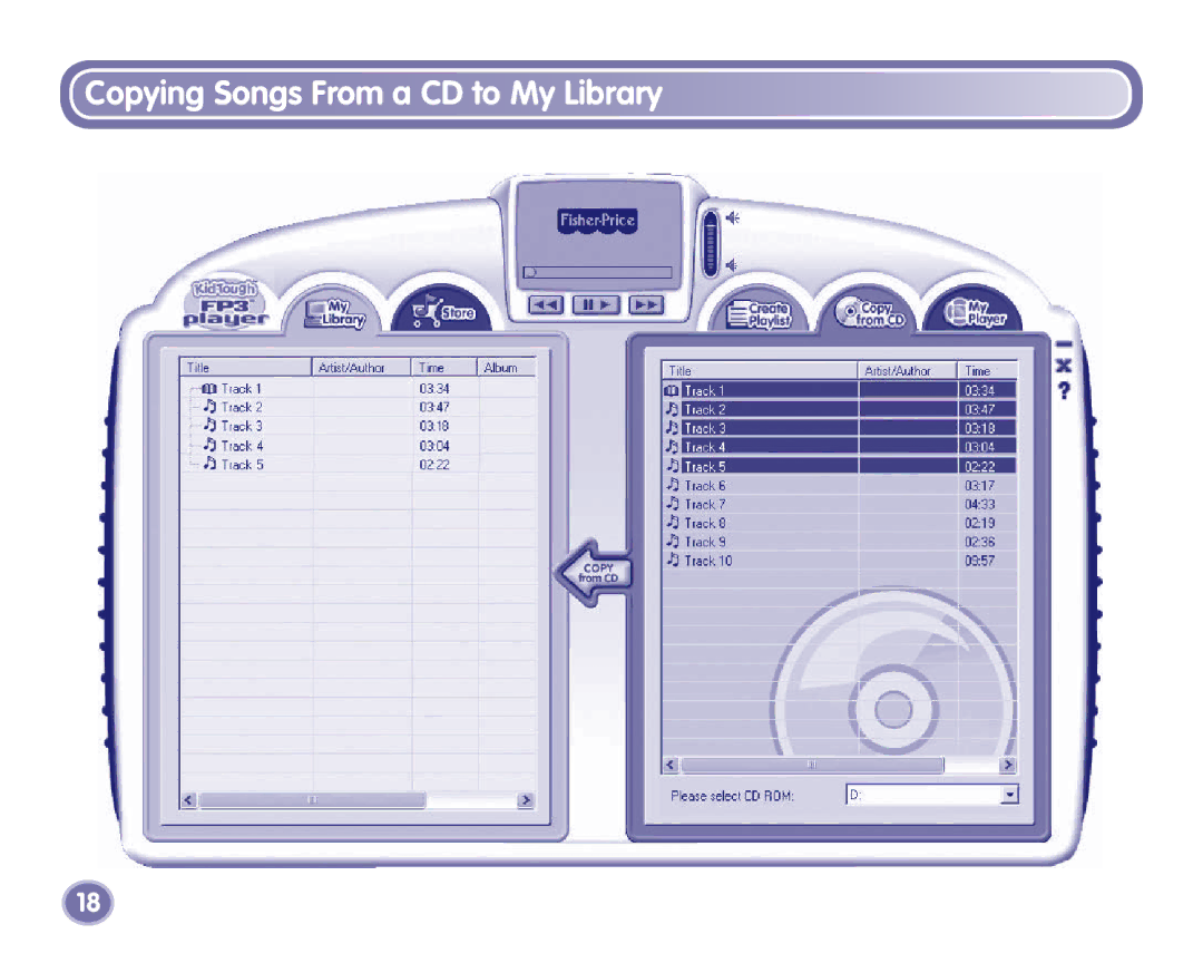 Fisher-Price K3680, K3420 manual Copying Songs From a CD to My Library 