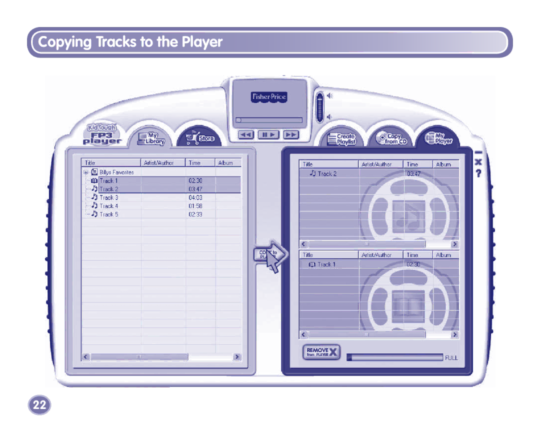 Fisher-Price K3680, K3420 manual Copying Tracks to the Player 