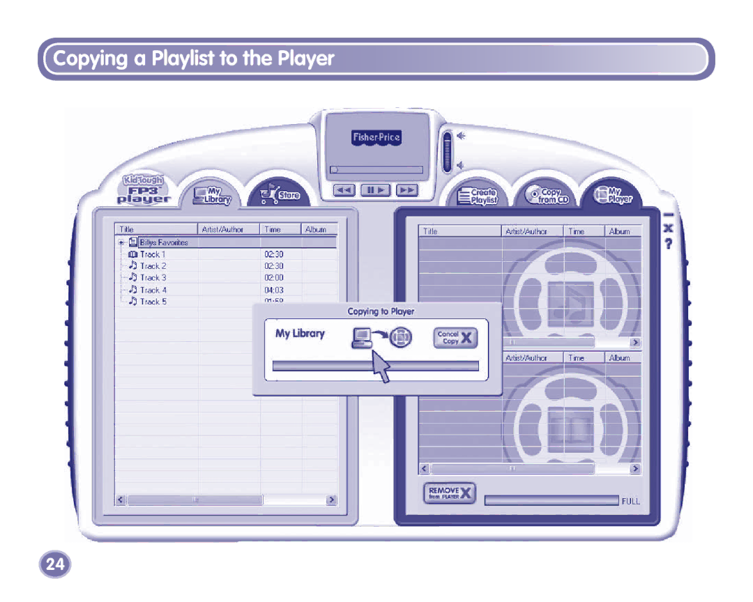 Fisher-Price K3680, K3420 manual Copying a Playlist to the Player 