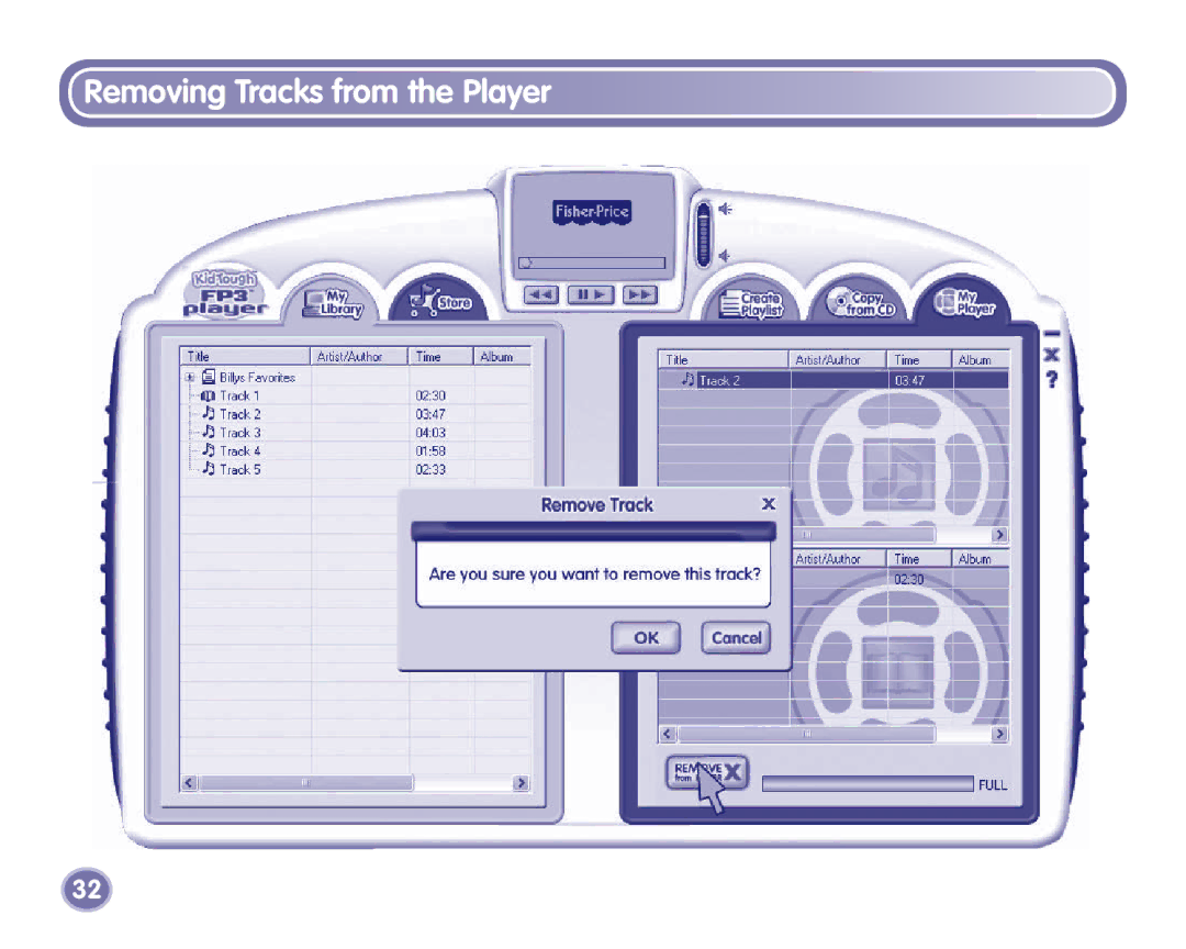 Fisher-Price K3680, K3420 manual Removing Tracks from the Player 