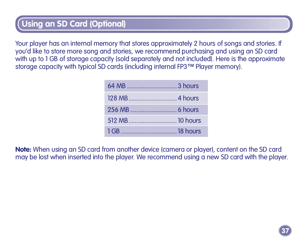 Fisher-Price K3420, K3680 manual Using an SD Card Optional 