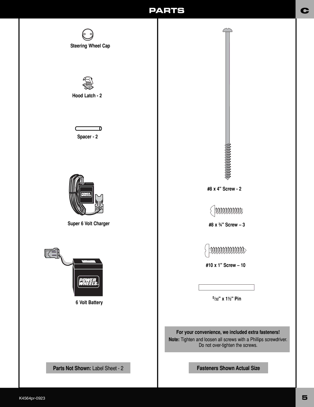 Fisher-Price K4564 owner manual Table Ofpartscontents 