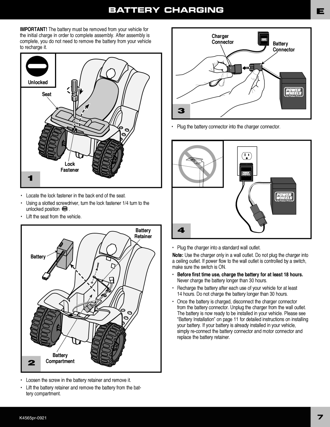 Fisher-Price K4565 Locate the lock fastener in the back end of the seat, Unlocked position Lift the seat from the vehicle 