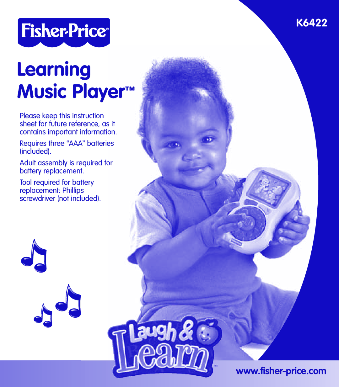 Fisher-Price K6422 instruction sheet Learning Music Player 