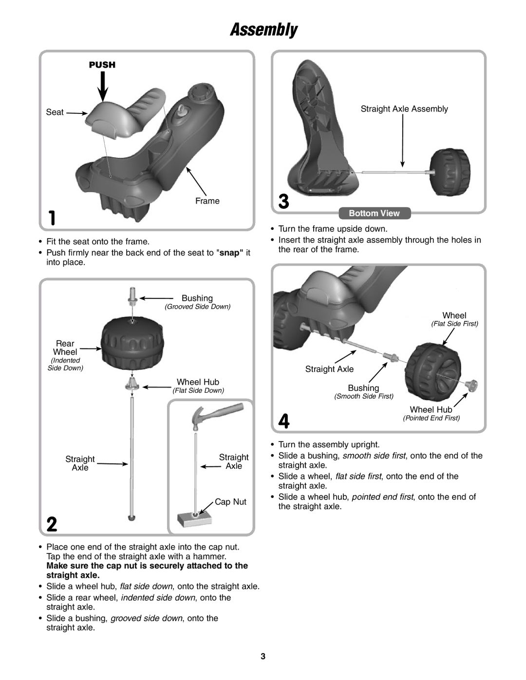 Fisher-Price K6673 instruction sheet Assembly, Bottom View 