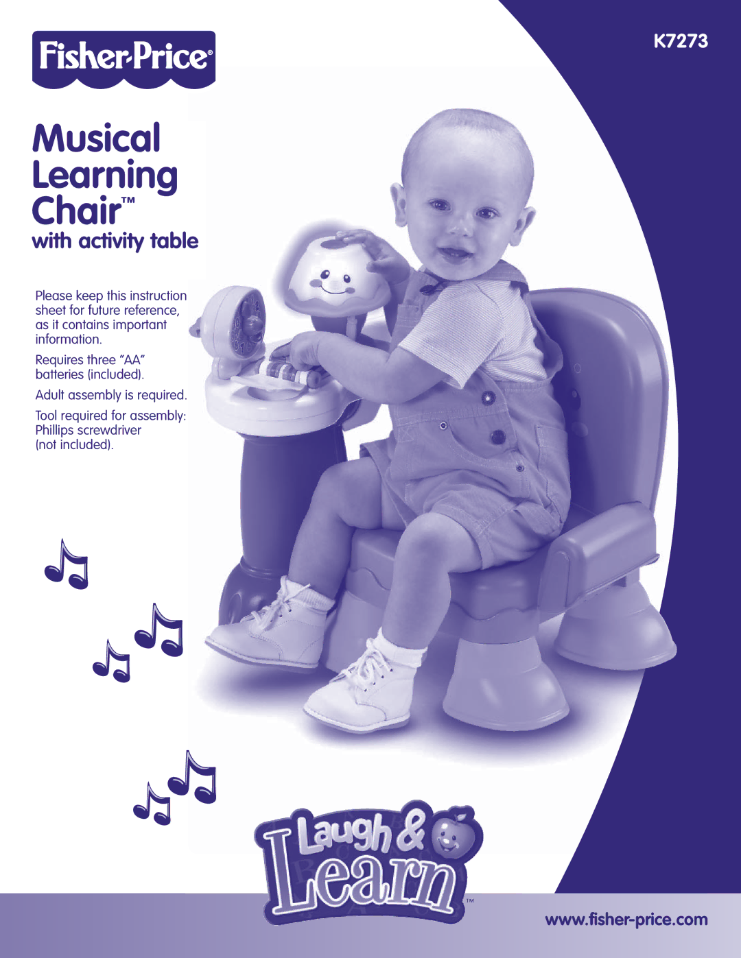 Fisher-Price K7273 instruction sheet Musical Learning Chair 