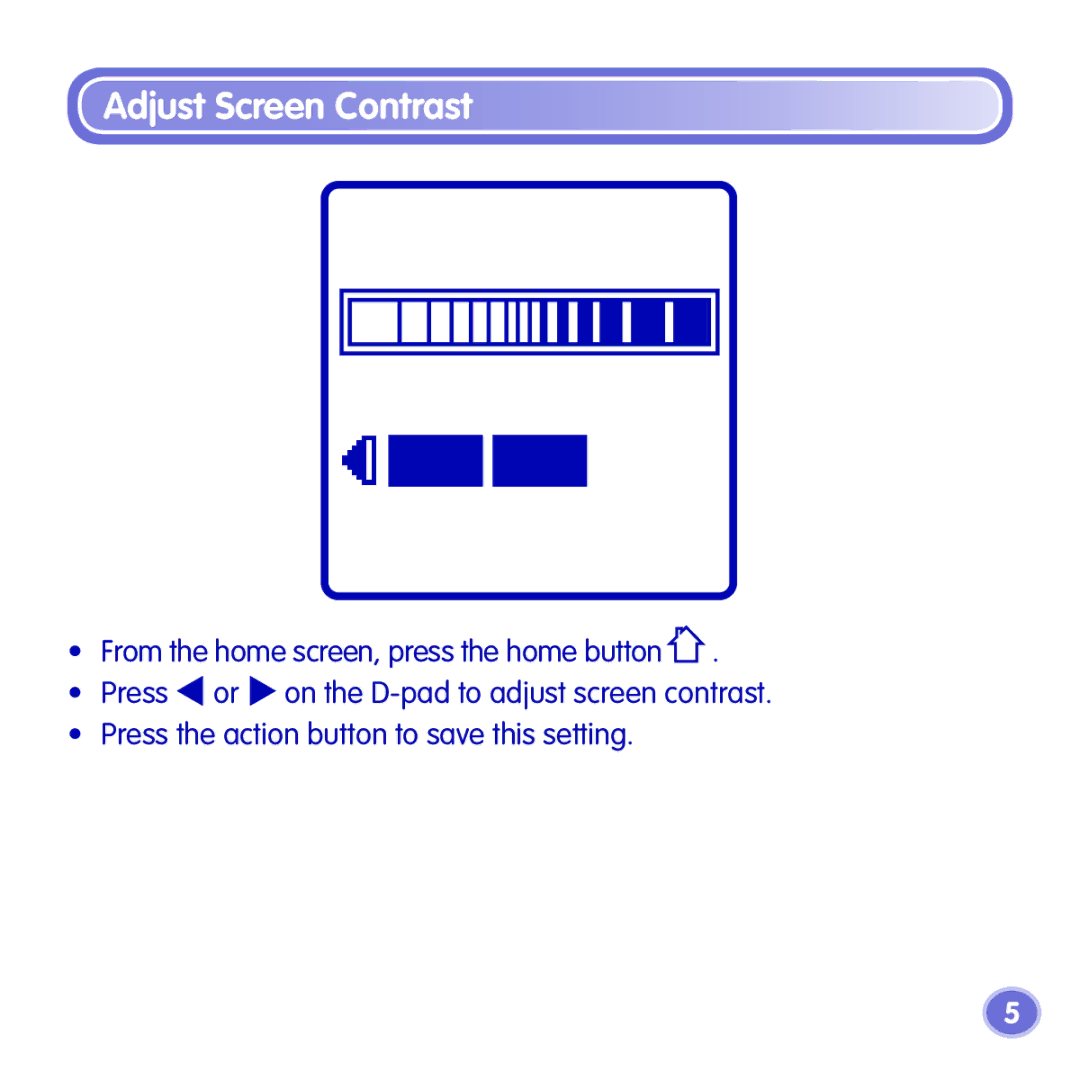 Fisher-Price K7857 manual Adjust Screen Contrast 