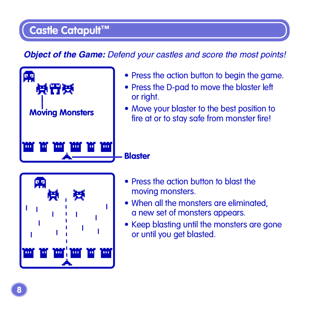 Fisher-Price K7857 manual Castle Catapult, Moving Monsters, Blaster 