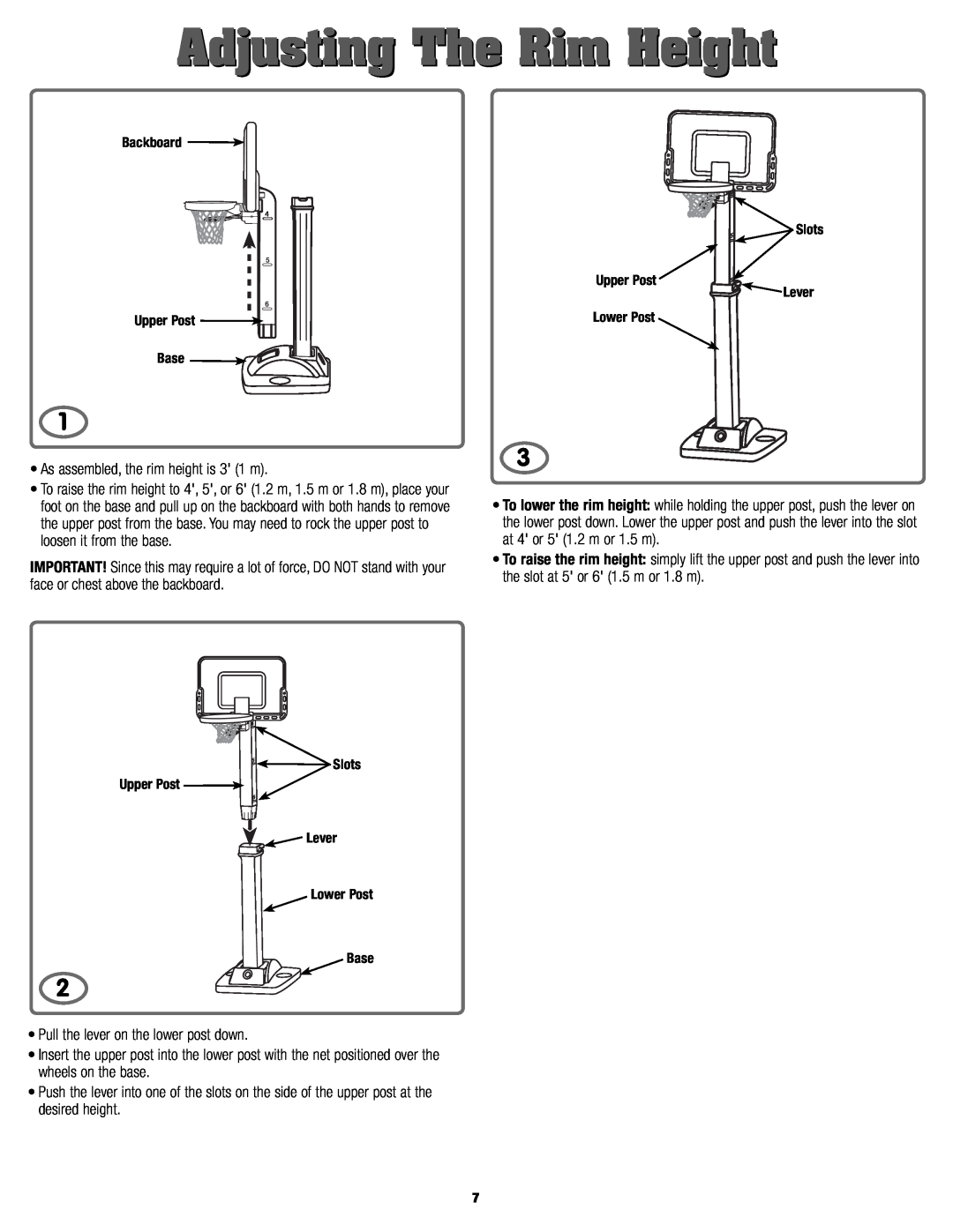 Fisher-Price K9125 manual Adjusting The Rim Height 