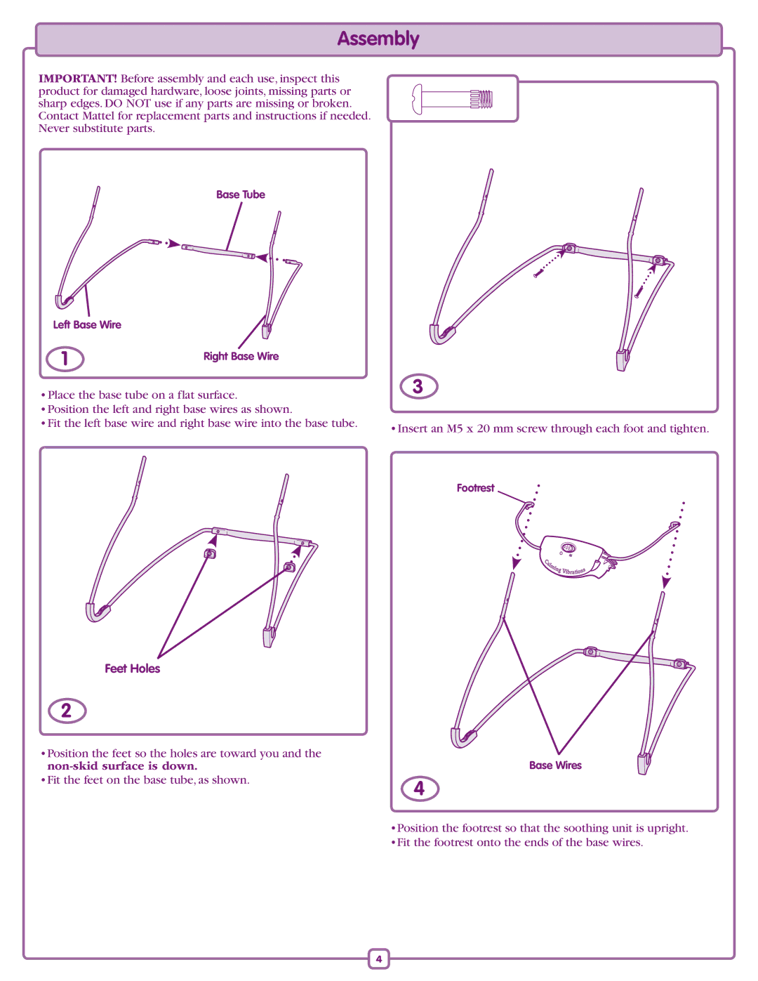 Fisher-Price L0538 manual Assembly, Feet Holes 