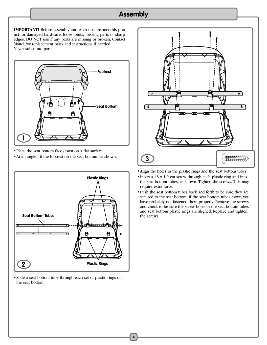 Fisher-Price L0542 manual Assembly 