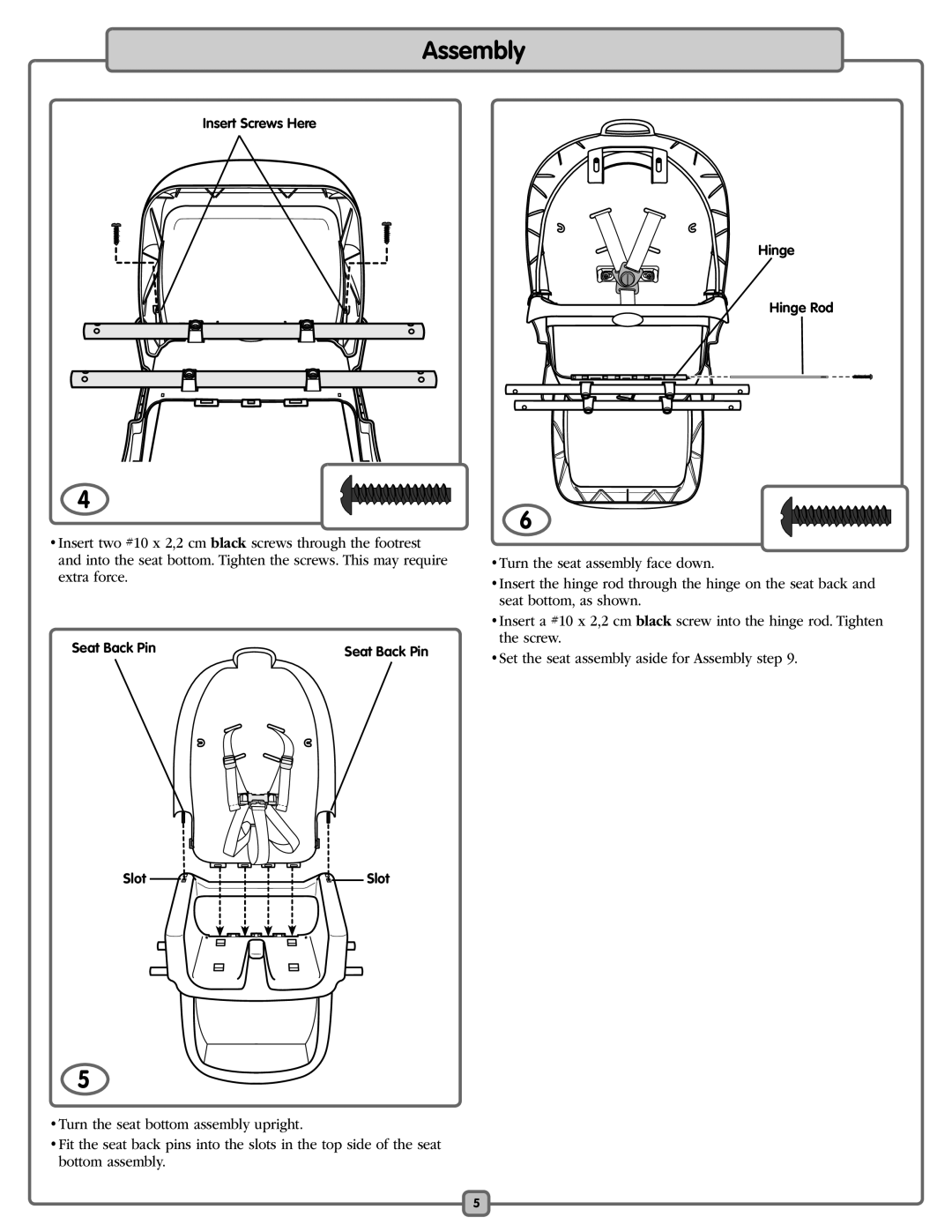 Fisher-Price L0542 manual Insert Screws Here Hinge Hinge Rod 