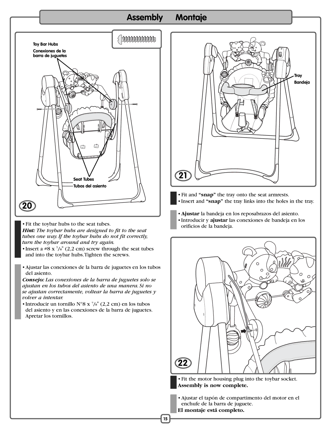 Fisher-Price L1154 manual Assembly is now complete, El montaje está completo 