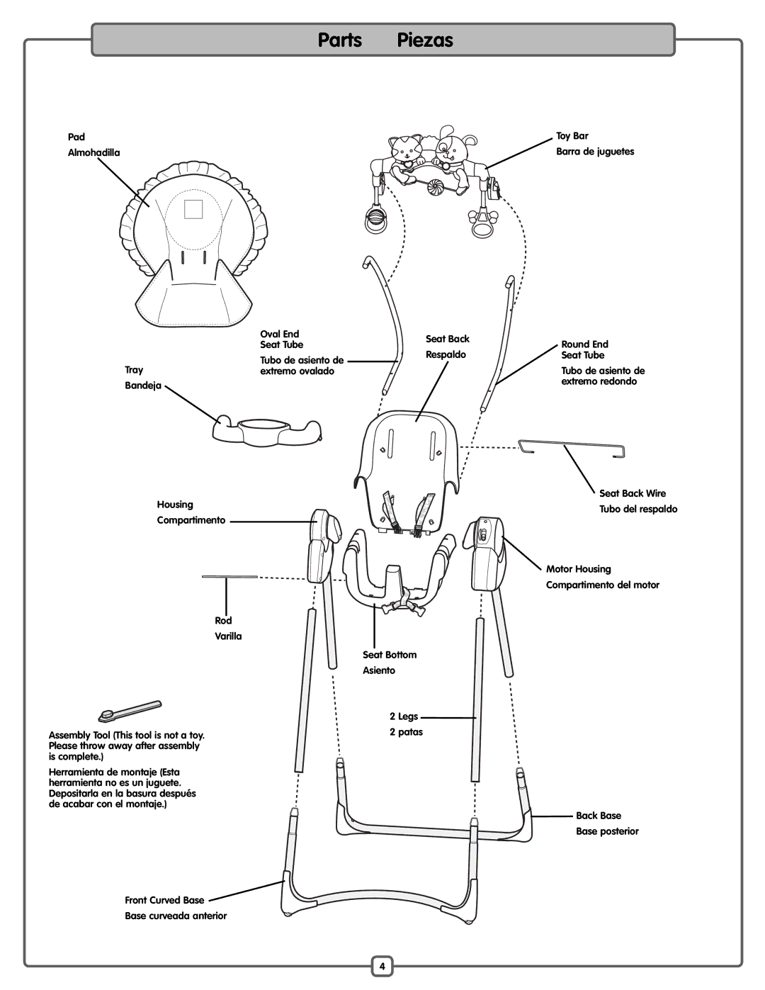 Fisher-Price L1154 manual Parts Piezas 