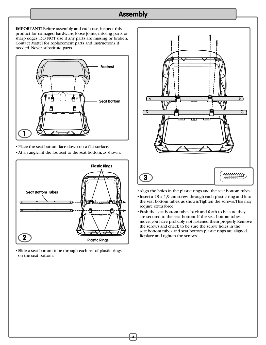 Fisher-Price L3891 manual Assembly 