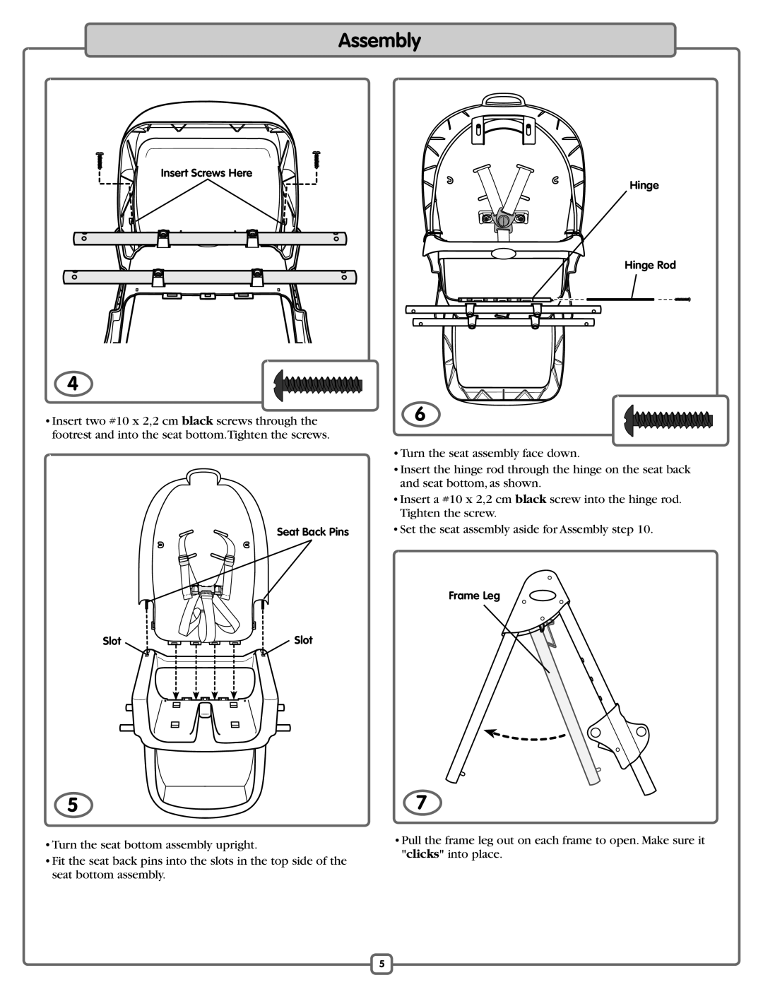 Fisher-Price L3891 manual Insert Screws Here Hinge Hinge Rod 