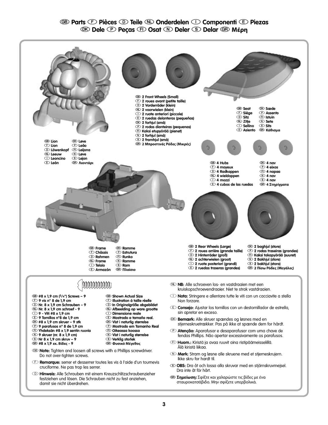 Fisher-Price L4511 manual P2 rodas traseiras grandes 