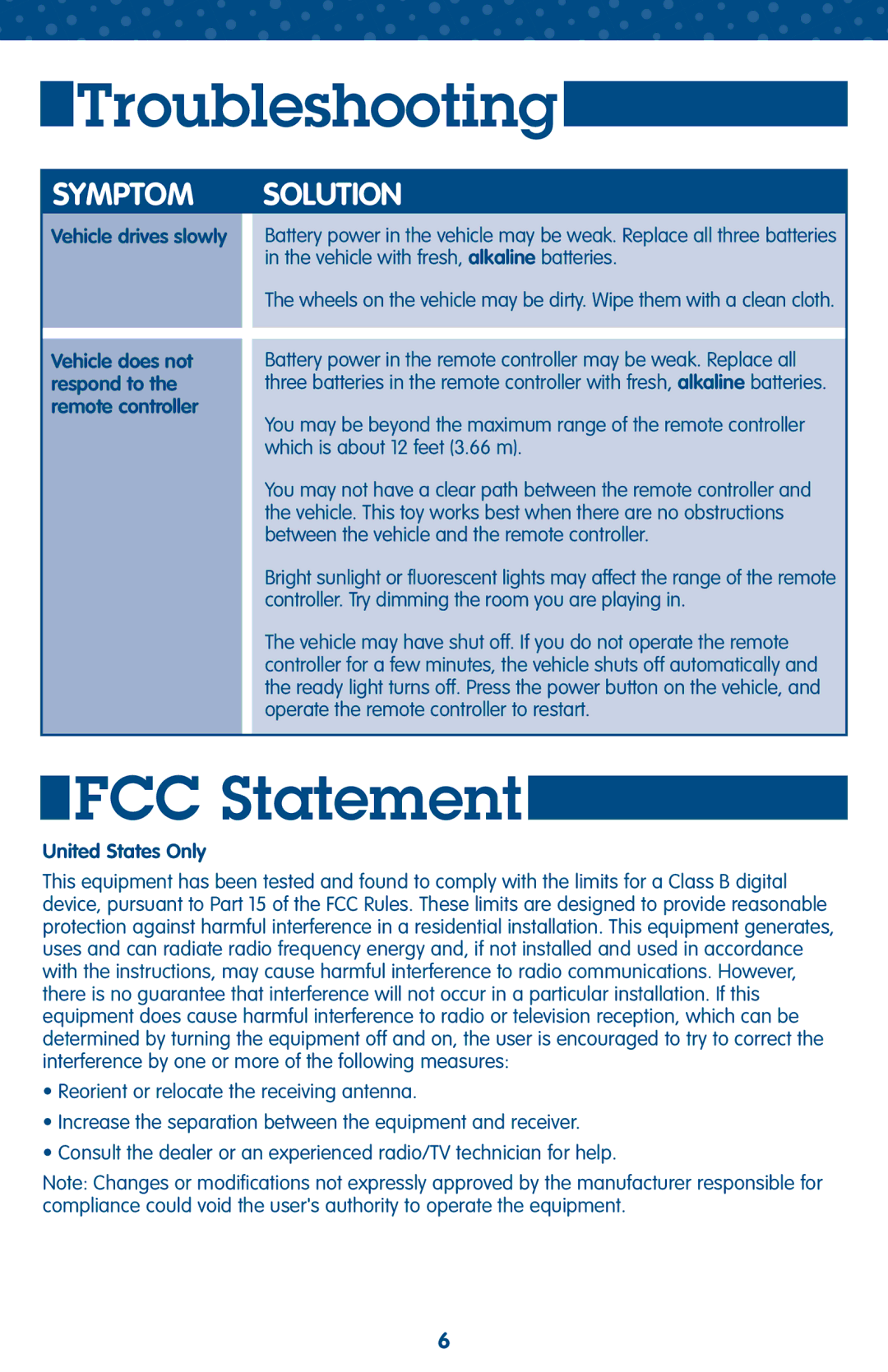Fisher-Price L4799 manual Troubleshooting, FCC Statement, United States Only 