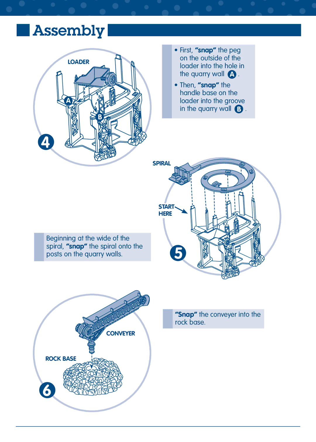 Fisher-Price L5888 manual Snap the conveyer into the rock base 