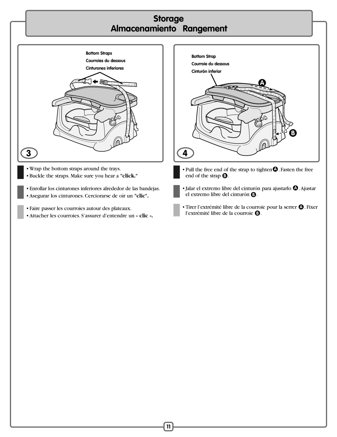 Fisher-Price B7275, L6436 manual Storage Almacenamiento Rangement 