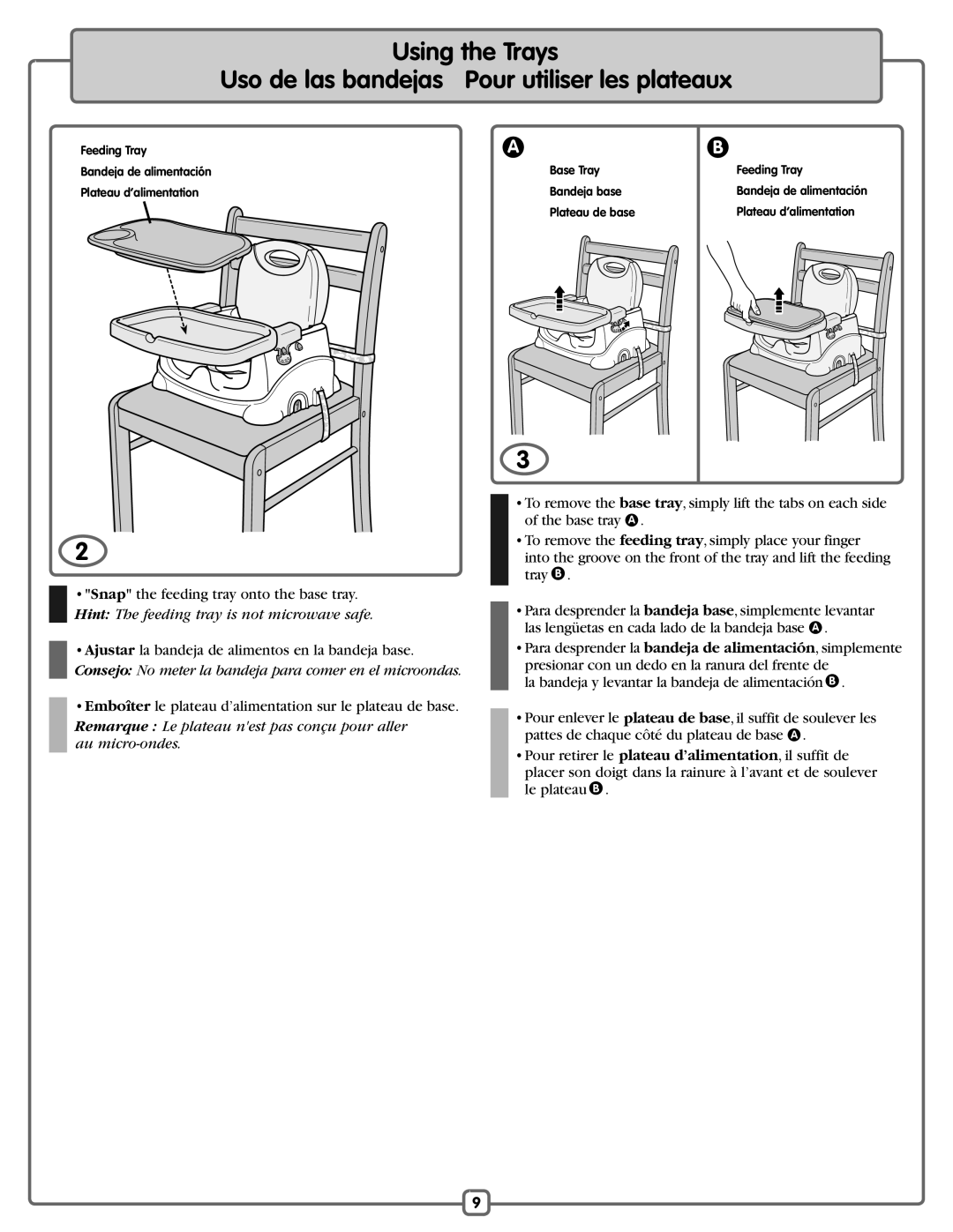 Fisher-Price B7275, L6436 manual Remarque Le plateau nest pas conçu pour aller au micro-ondes 